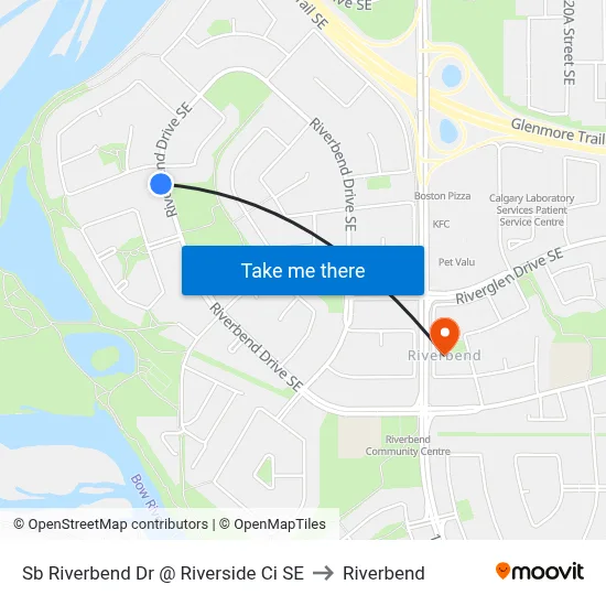 Sb Riverbend Dr @ Riverside Ci SE to Riverbend map