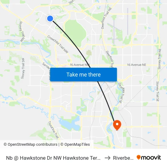 Nb @ Hawkstone Dr NW Hawkstone Terminal to Riverbend map