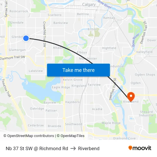 Nb 37 St SW @ Richmond Rd to Riverbend map