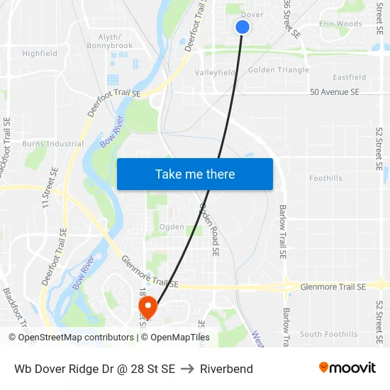 Wb Dover Ridge Dr @ 28 St SE to Riverbend map