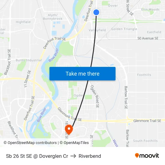 Sb 26 St SE @ Doverglen Cr to Riverbend map