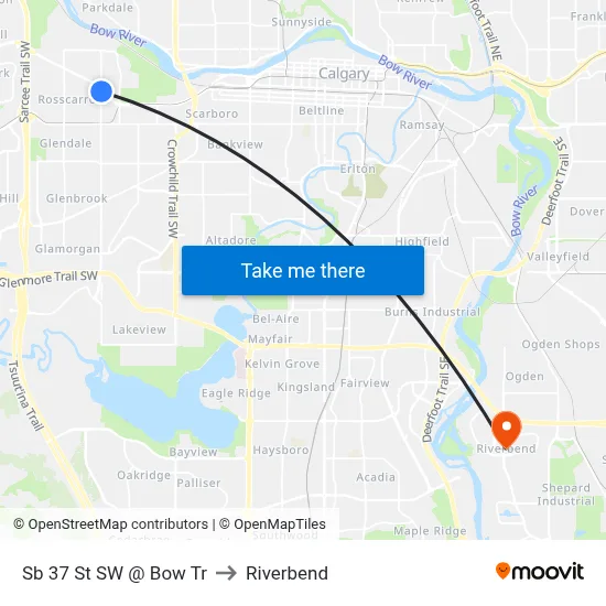 Sb 37 St SW @ Bow Tr to Riverbend map