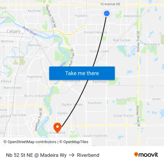 Nb 52 St NE @ Madeira Wy to Riverbend map