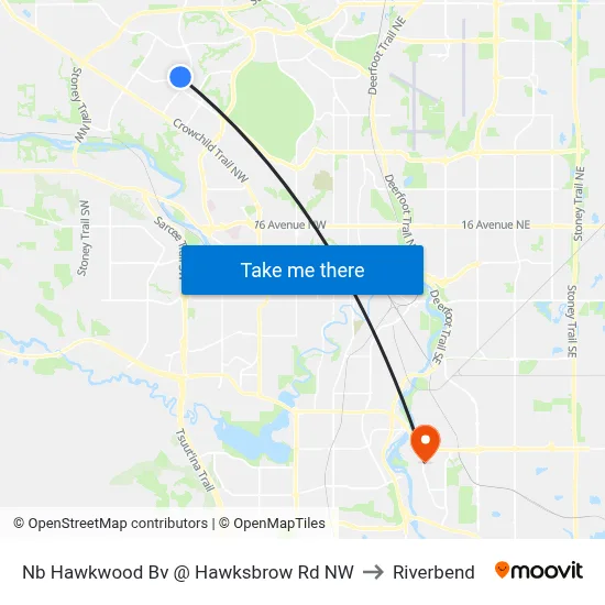 Nb Hawkwood Bv @ Hawksbrow Rd NW to Riverbend map