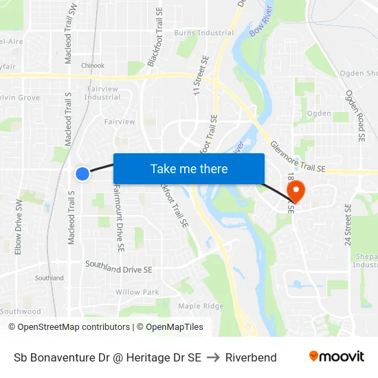 Sb Bonaventure Dr @ Heritage Dr SE to Riverbend map
