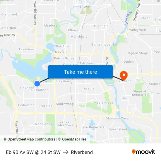 Eb 90 Av SW @ 24 St SW to Riverbend map