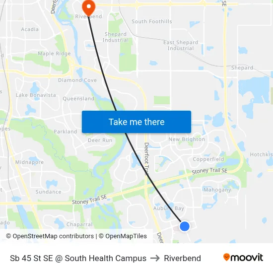 Sb 45 St SE @ South Health Campus to Riverbend map