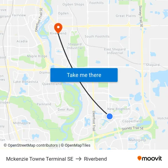 Mckenzie Towne Terminal SE to Riverbend map