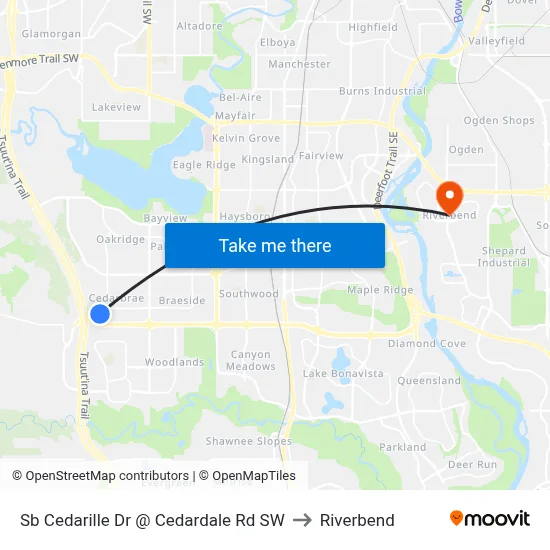 Sb Cedarille Dr @ Cedardale Rd SW to Riverbend map