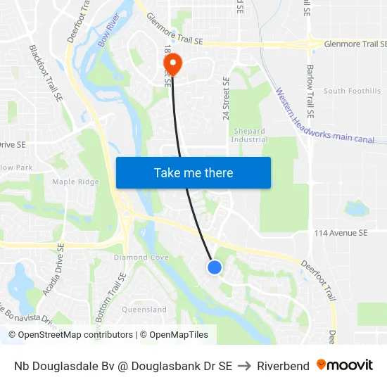 Nb Douglasdale Bv @ Douglasbank Dr SE to Riverbend map