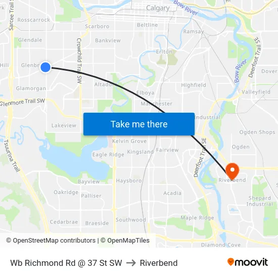 Wb Richmond Rd @ 37 St SW to Riverbend map
