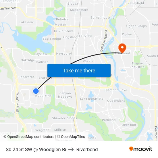 Sb 24 St SW @ Woodglen Ri to Riverbend map