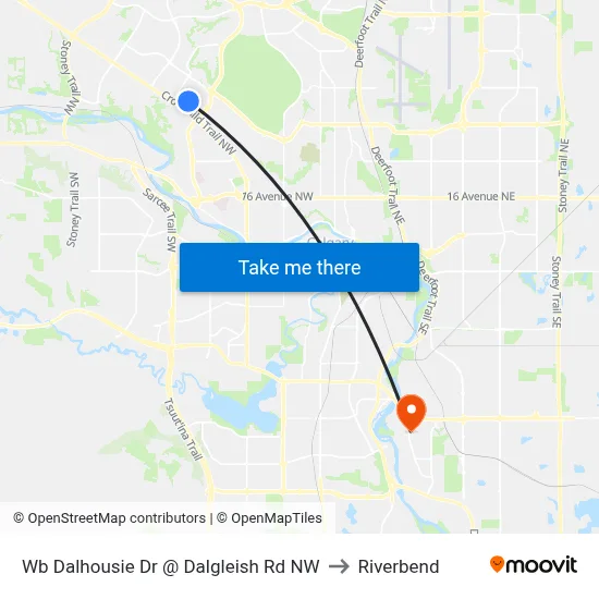 Wb Dalhousie Dr @ Dalgleish Rd NW to Riverbend map
