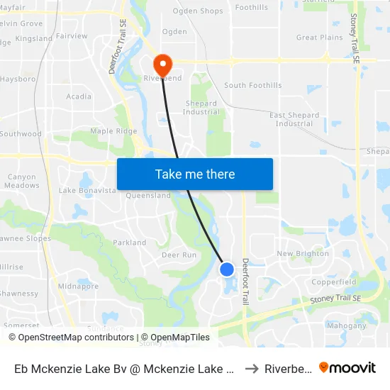 Eb Mckenzie Lake Bv @ Mckenzie Lake Wy SE to Riverbend map