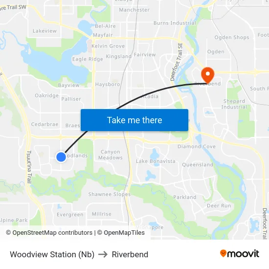 Woodview Station (Nb) to Riverbend map