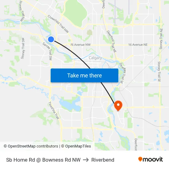Sb Home Rd @ Bowness Rd NW to Riverbend map