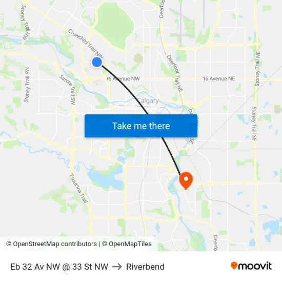Eb 32 Av NW @ 33 St NW to Riverbend map