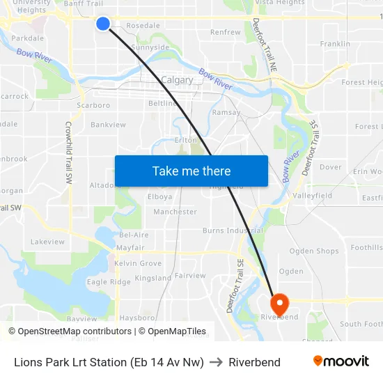 Lions Park Lrt Station (Eb 14 Av Nw) to Riverbend map