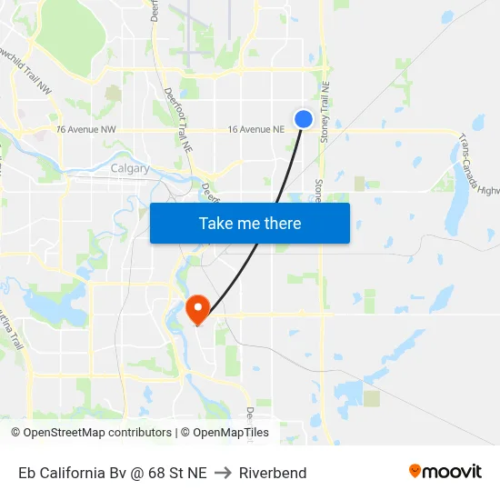 Eb California Bv @ 68 St NE to Riverbend map