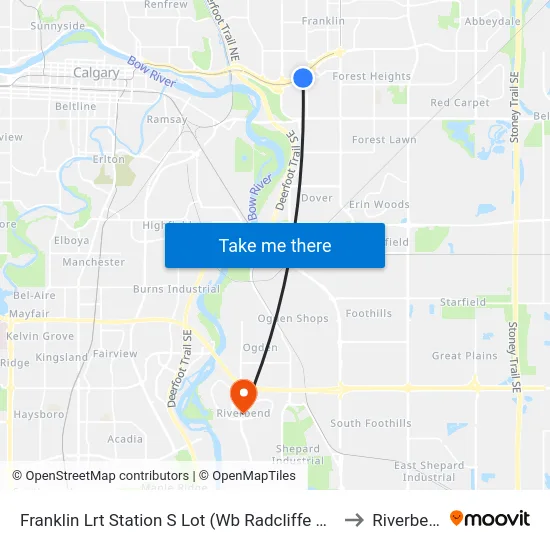 Franklin Lrt Station S Lot (Wb Radcliffe Dr Se) to Riverbend map
