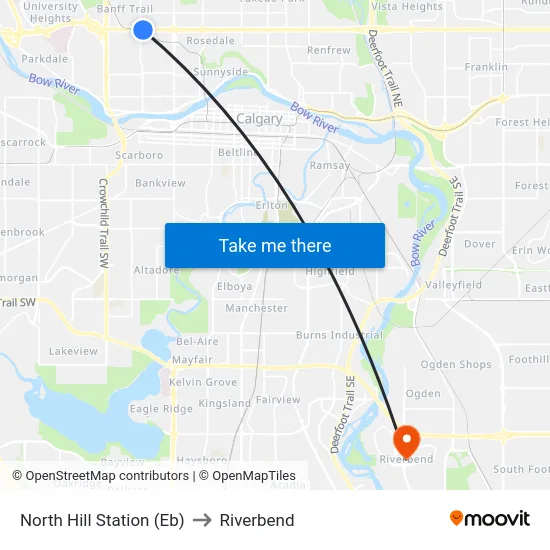North Hill Station (Eb) to Riverbend map