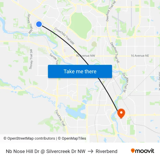 Nb Nose Hill Dr @ Silvercreek Dr NW to Riverbend map