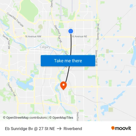Eb Sunridge Bv @ 27 St NE to Riverbend map