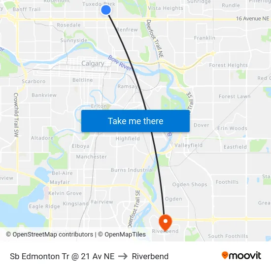 Sb Edmonton Tr @ 21 Av NE to Riverbend map