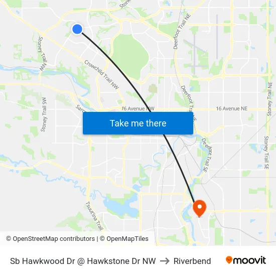 Sb Hawkwood Dr @ Hawkstone Dr NW to Riverbend map