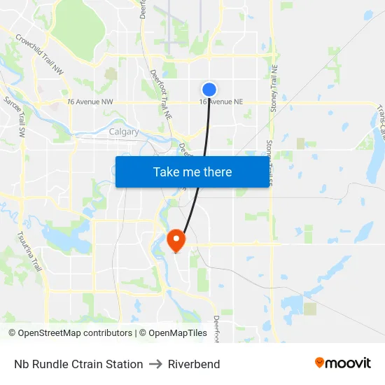 Nb Rundle Ctrain Station to Riverbend map