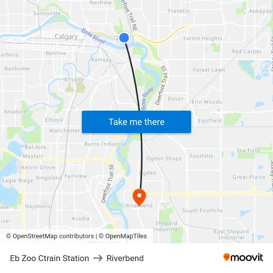 Eb Zoo Ctrain Station to Riverbend map