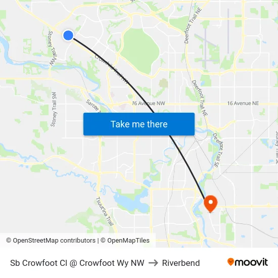 Sb Crowfoot Cl @ Crowfoot Wy NW to Riverbend map