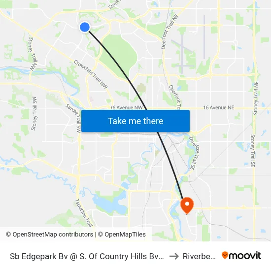 Sb Edgepark Bv @ S. Of Country Hills Bv NW to Riverbend map