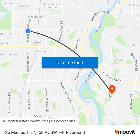 Sb Macleod Tr @ 58 Av SW to Riverbend map