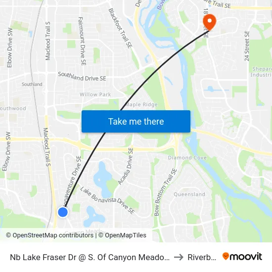 Nb Lake Fraser Dr @ S. Of Canyon Meadows  Lrt Stn to Riverbend map