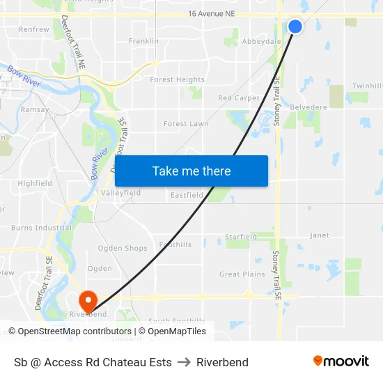 Sb @ Access Rd Chateau Ests to Riverbend map