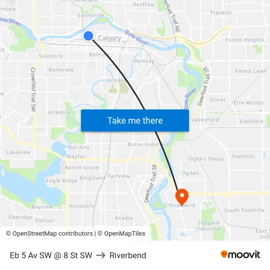 Eb 5 Av SW @ 8 St SW to Riverbend map