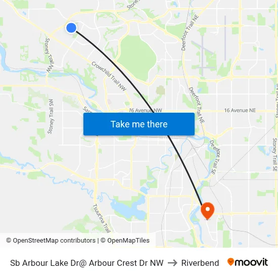 Sb Arbour Lake Dr@ Arbour Crest Dr NW to Riverbend map