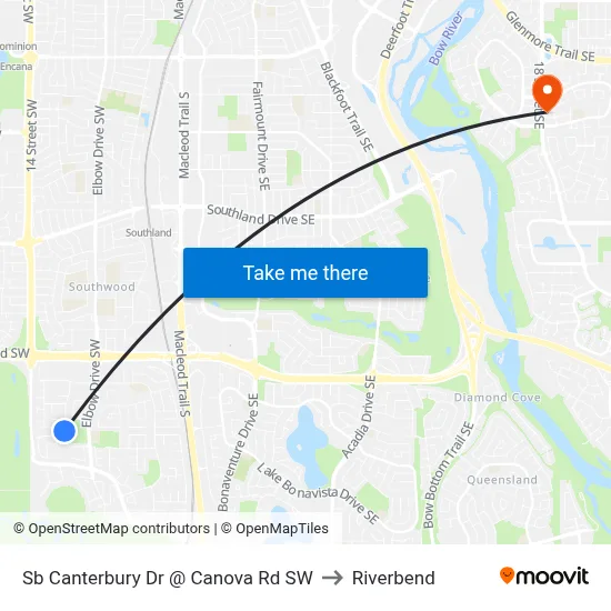 Sb Canterbury Dr @ Canova Rd SW to Riverbend map