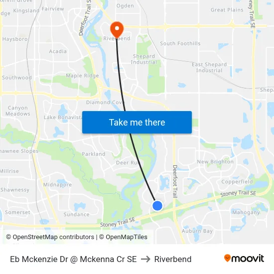 Eb Mckenzie Dr @ Mckenna Cr SE to Riverbend map