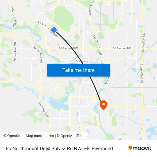 Eb Northmount Dr @ Bulyea Rd NW to Riverbend map