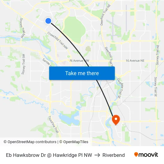 Eb Hawksbrow Dr @ Hawkridge Pl NW to Riverbend map