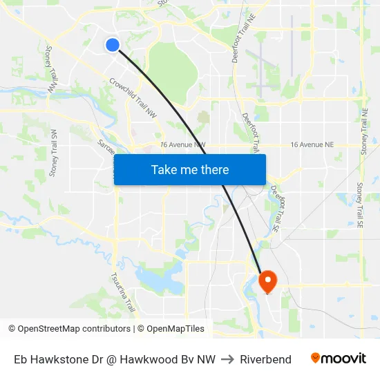 Eb Hawkstone Dr @ Hawkwood Bv NW to Riverbend map