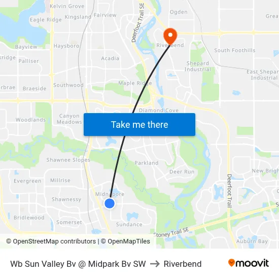Wb Sun Valley Bv @ Midpark Bv SW to Riverbend map