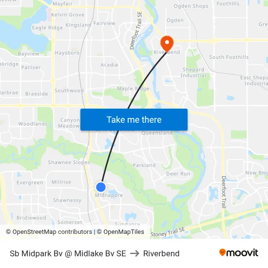 Sb Midpark Bv @ Midlake Bv SE to Riverbend map