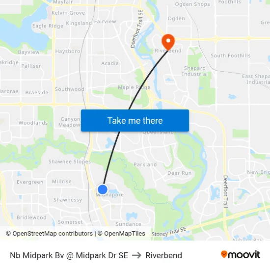 Nb Midpark Bv @ Midpark Dr SE to Riverbend map