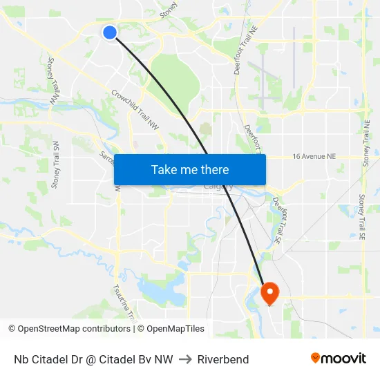 Nb Citadel Dr @ Citadel Bv NW to Riverbend map