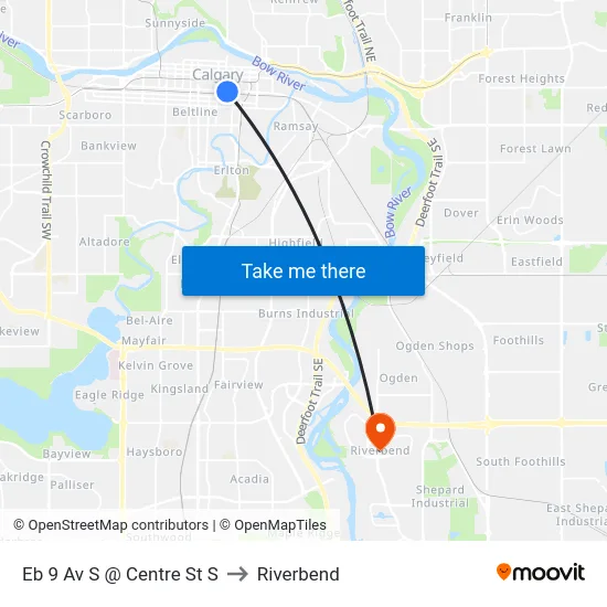 Eb 9 Av S @ Centre St S to Riverbend map