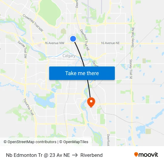 Nb Edmonton Tr @ 23 Av NE to Riverbend map