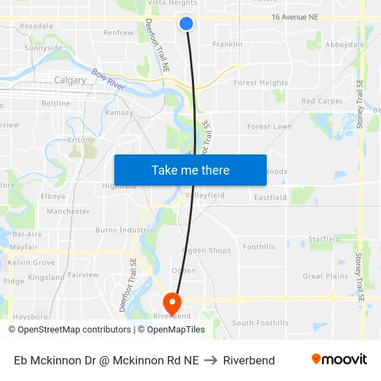 Eb Mckinnon Dr @ Mckinnon Rd NE to Riverbend map